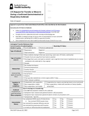 Fillable Online SHA 0197 LTC Request For Transfer Or MoveIn During A