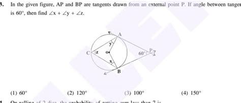 In The Given Figure Ap And Bp Are Tangents Drawn From An External Poi