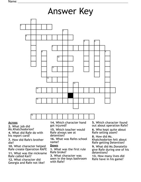 Crossword Answers And Solutions