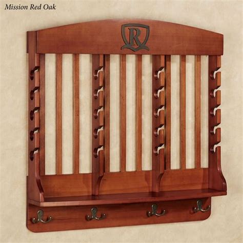 Horizontal Windsor Oak Deluxe Monogrammed Wood Cap Display Wall Rack