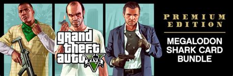 Grand Theft Auto V Premium Edition And Megalodon Shark Card Bundle