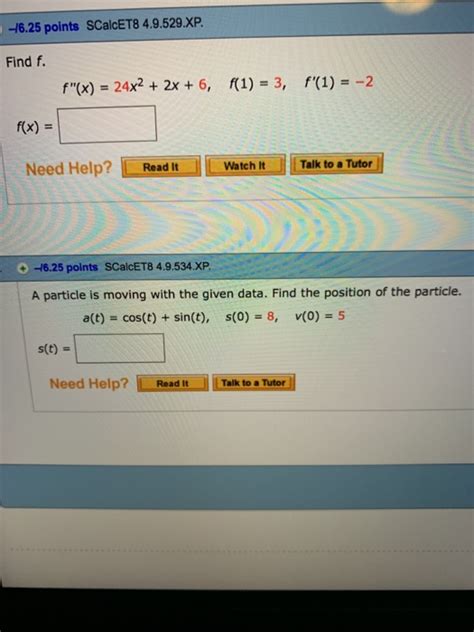 Solved 6 25 Points SCalcET8 4 9 529 XP Find F F X 24x2 Chegg