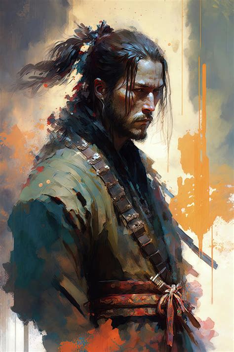 Portrait of a Samurai, 07 Painting by AM FineArtPrints - Fine Art America