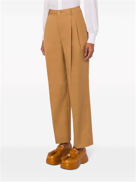 Moschino Pleat Detail Tailored Trousers Brown Farfetch