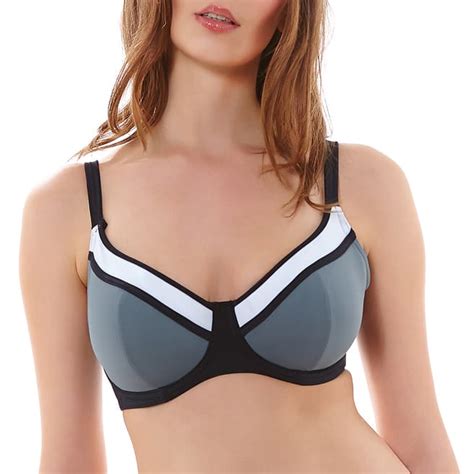 Grey Black Bondi Underwired Sweetheart Padded Bikini Top BrandAlley