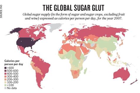 This Map Shows The Per Capita Sugar Consumption Of Countries Around The