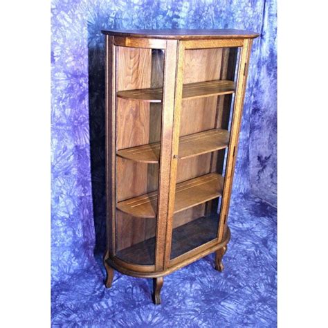 Antique Victorian Oak Display Cabinet | Chairish