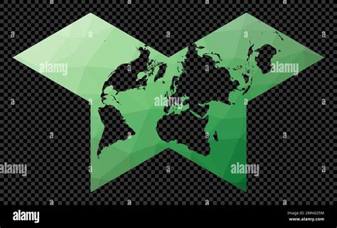 Geometric World Map Polyhedral Collignon Projection Polygonal Map Of