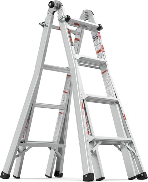 Campfun Ladder, A Frame 4 Step Extension Ladder, 17 FT Anti-Slip Multi