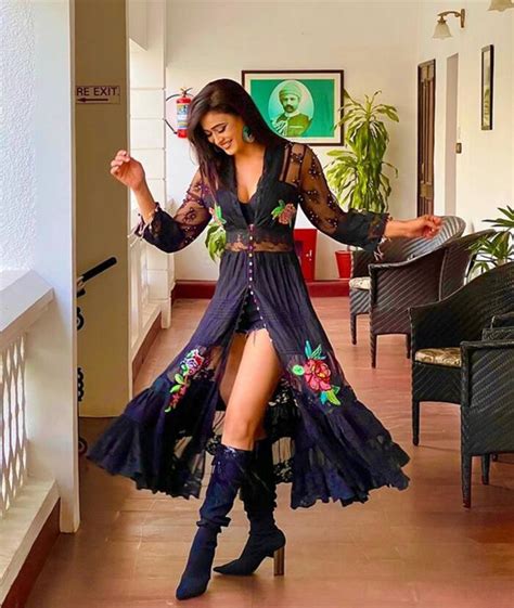 Shweta Tiwari Turns Heads In Sexy Blue Bralette And Sheer Floral Dress