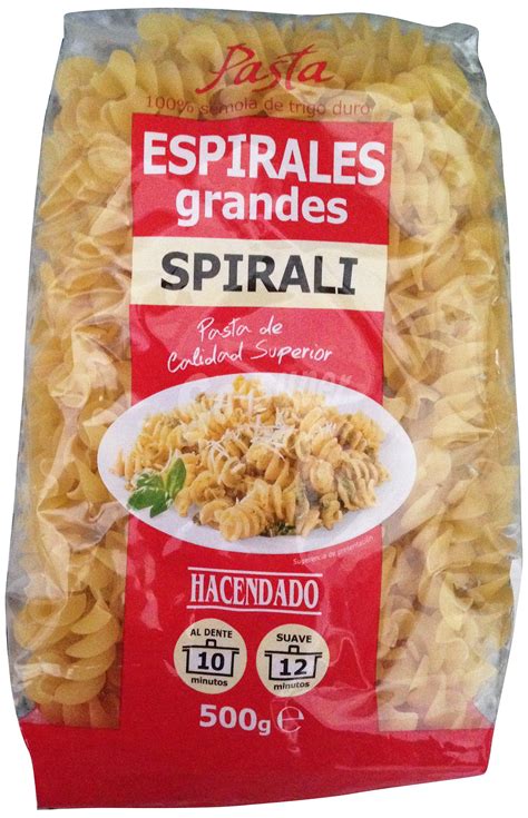 Hacendado Espirales Grandes Pasta PAQUETE 500 G