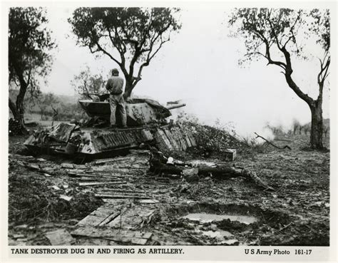 Dug In Tank Destroyer Firing At Enemy Forces Sicily 1943 The