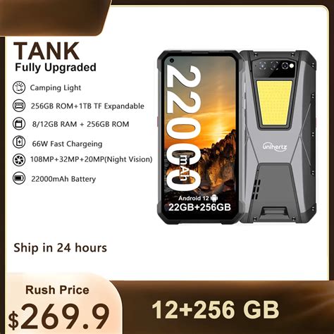 Unihertz TANK 22000mAh Rugged Smartphone Android 12 Cellphone Night