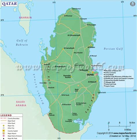 Detailed Political Map Of Qatar With Roads And Cities 1980 Qatar