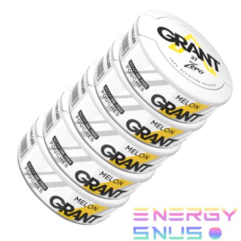 Grant Melon Zero Nicotine Free Snus 5pack Energy Snus