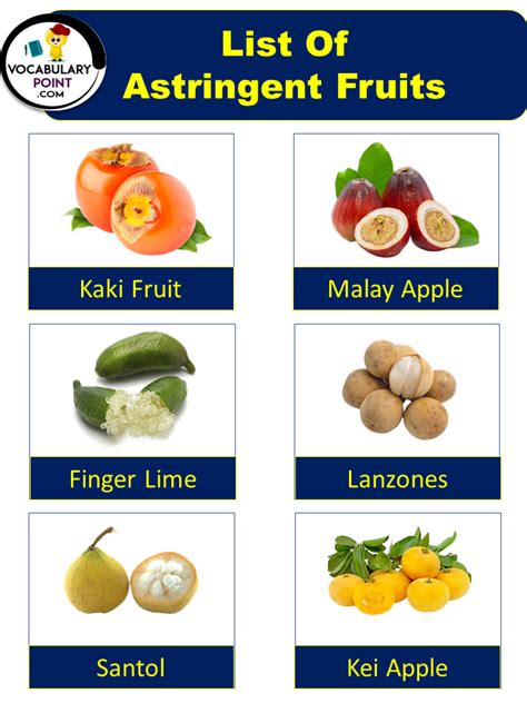 40+ List of Astringent Fruits & Vegetables - Vocabulary Point