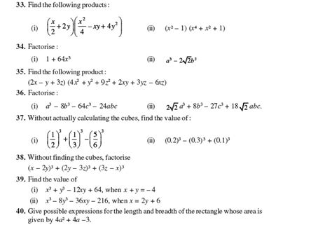 Important Questions For Class 9 Maths Chapter 2 Polynomial