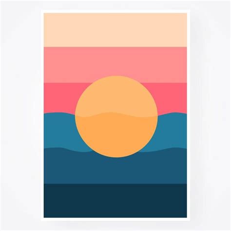 Abstract Colorful Sunrise Sunset Geometric Modern Minimalist Etsy