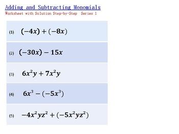 Adding And Subtracting Monomials By Wu Feng Tpt