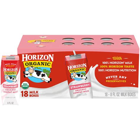 Buy Horizon Shelf-Stable 1% Low Milk Boxes, Strawberry, 8 Fl OZ(Pack of ...