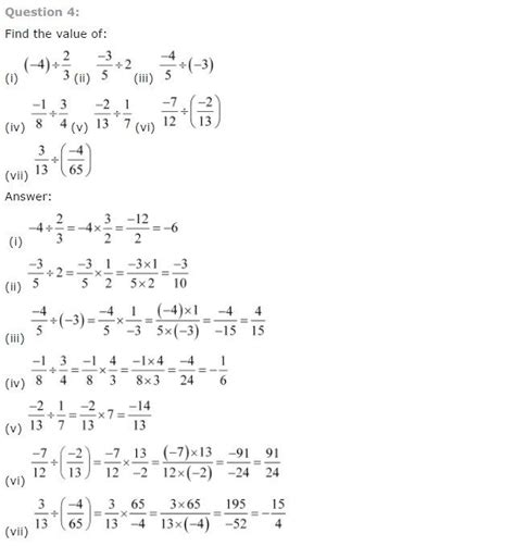 Ncert Solutions For Class Maths Chapter Rational Numbers