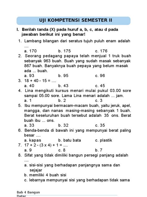 Soal Plbj Kelas 2 Sd Semester 2