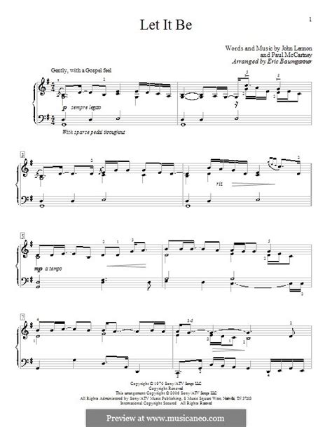 Let It Be For Piano By J Lennon P Mccartney Sheet Music On Musicaneo