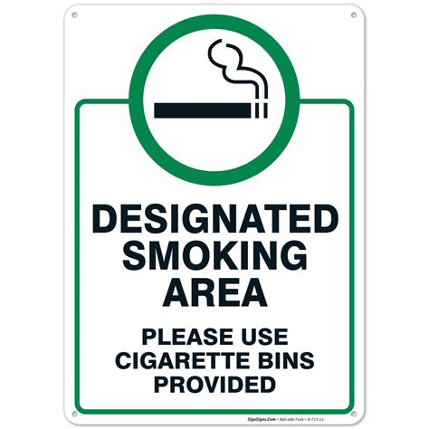 Buy Designated Smoking Area Sign Please Use Bins Sign 10x14 Inches