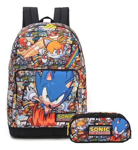 Mochila Escolar Luxcel Mochila De Costas Sonic Ring E Estojo Escolar