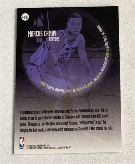 Nba Marcus Camby Raptors Fleer Ultra Rc Rookie Trading Card