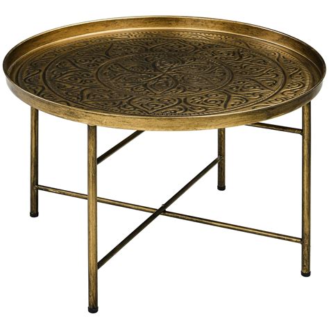 Handmade Brushed Finish 24" Gold Metal Coffee Table - Blend Well with