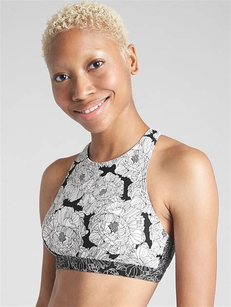 Gapfit Print High Neck Criss Cross Bikini Top Gap