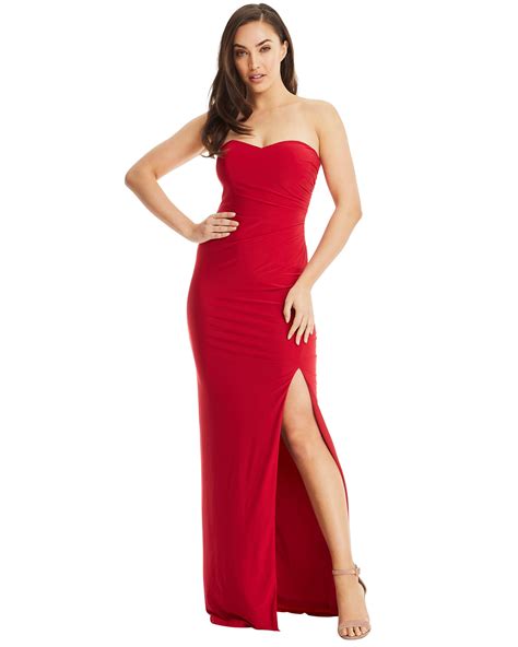 Strapless Evening Dress Red Skiva Clothing