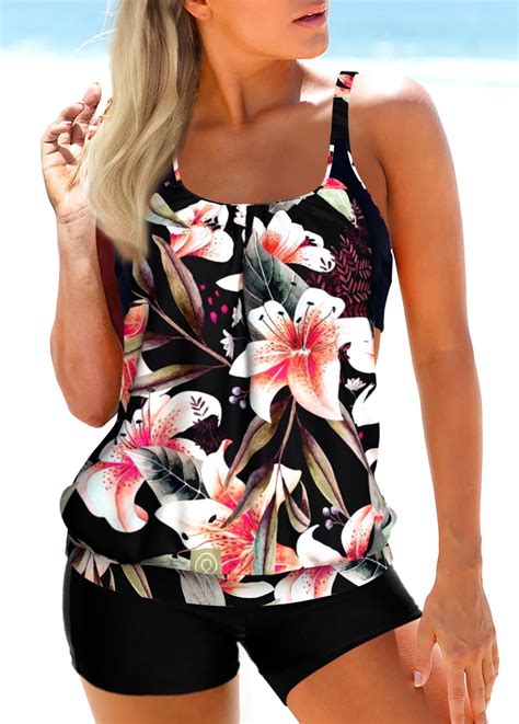 Plus Size Multi Color Floral Print Tankini Top Usd 41 98