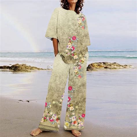 Ddapj Pyju Plus Size Linen Lounge Sets For Women 2 Piece Summer Beach Outfits Boho Floral