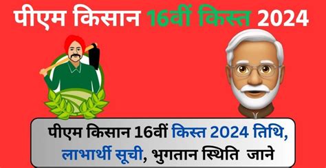 pm kisan next installment date 2024 पएम कसन 16व कसत 2024 तथ