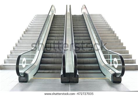 Escalator Isolated On White Background Front Stock Photo Edit Now