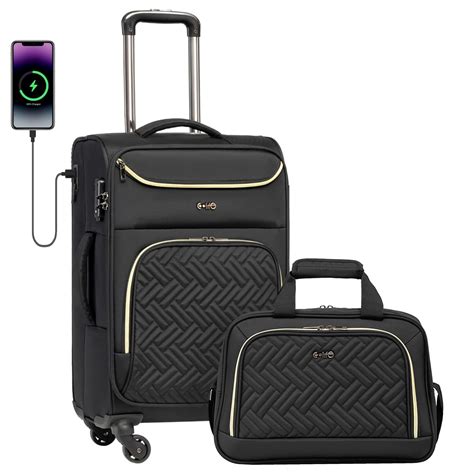Coolife Luggage Carry On Luggage Suitcase Softside Wheeled Luggage