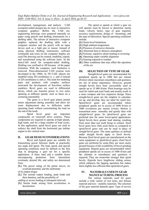 Design Modeling Application And Analysis Of Bevel Gears Pdf