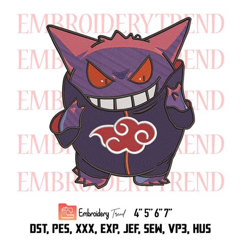 Gengar Pokémon Costume Uchiha Itachi Logo Embroidery Design File - Embroidery Machine