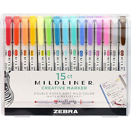 Zebra Pen MILDLINER Double Ended Creative Markers Pack Of 15 ChiselFine