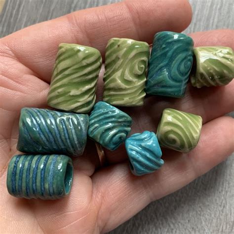 Large Hole Ceramic Dread Beads Handmade Pottery Beads Macrame Beads