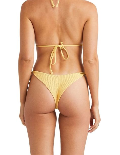 Billabong Summer High Tie Side Tanga Bikini Bottoms In Yellow Myer