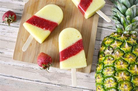 Pineapple Strawberry Ice Pops Recipe The Rebel Chick