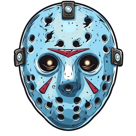 Cartoon Scary Hockey Mask Slasher Killer Spooky Halloween Monster