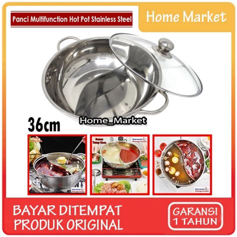 Jual Panci Shabu Shabu Sekat Stainless Steel Ukuran Cm Tutup Kaca