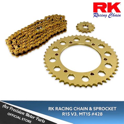 RK CHAIN SPROCKET SET R15 V3 MT15 XSR155 428 LIGHTENING HOLE GOLD