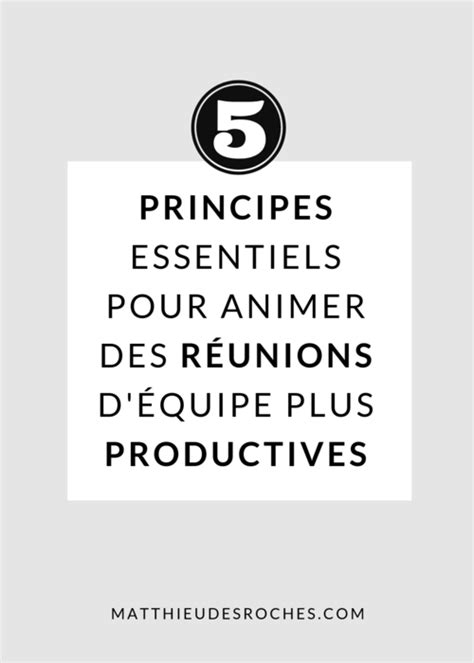 Principes Essentiels Pour Animer Des R Unions D Quipe Plus