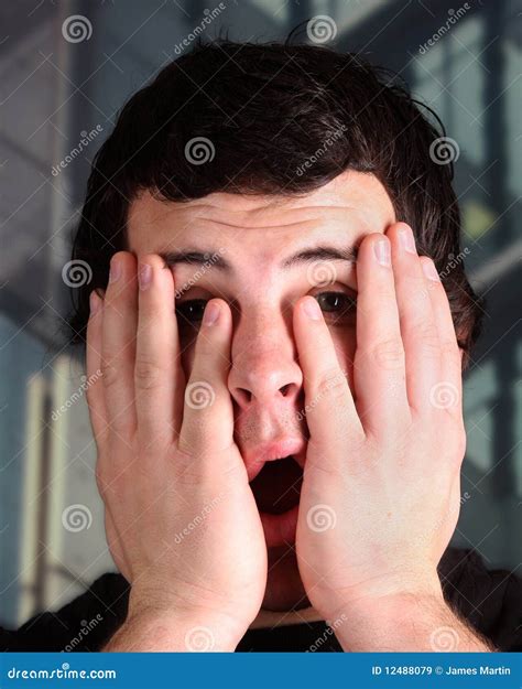 Young Male Reacts To Bad News Stock Image - Image of looking, emotion