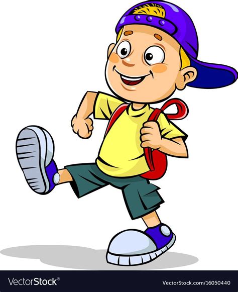 Boy Walking To School Clipart